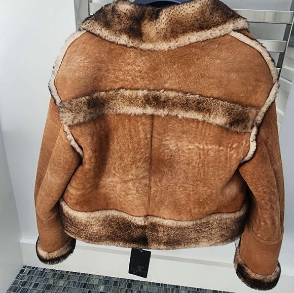 NWT Suede Brown Shearling Jacket - Picture 2 of 5